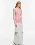 "Walden Pond" Turkish Imported Wash - faded Distressed Hole Denim A - line Skirt - variant_title