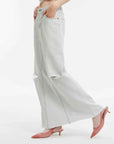 "Walden Pond" Turkish Imported Wash - faded Distressed Hole Denim A - line Skirt - variant_title