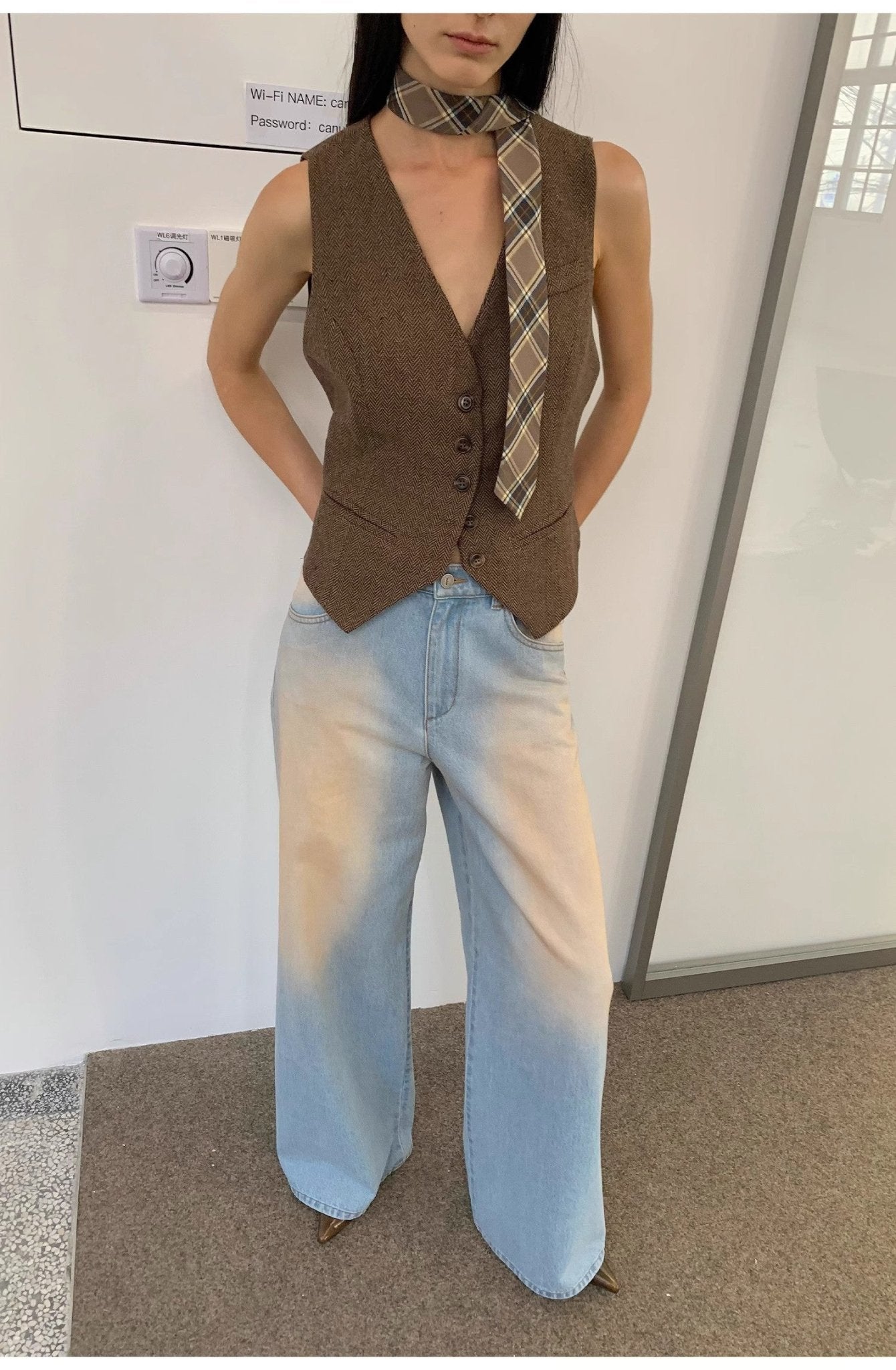 "Wantful Fantasy" Heavy Industry Washed Spray Colored Wide Leg Jeans Women's Low Waist Straight Leg Bootleg Pants - variant_title
