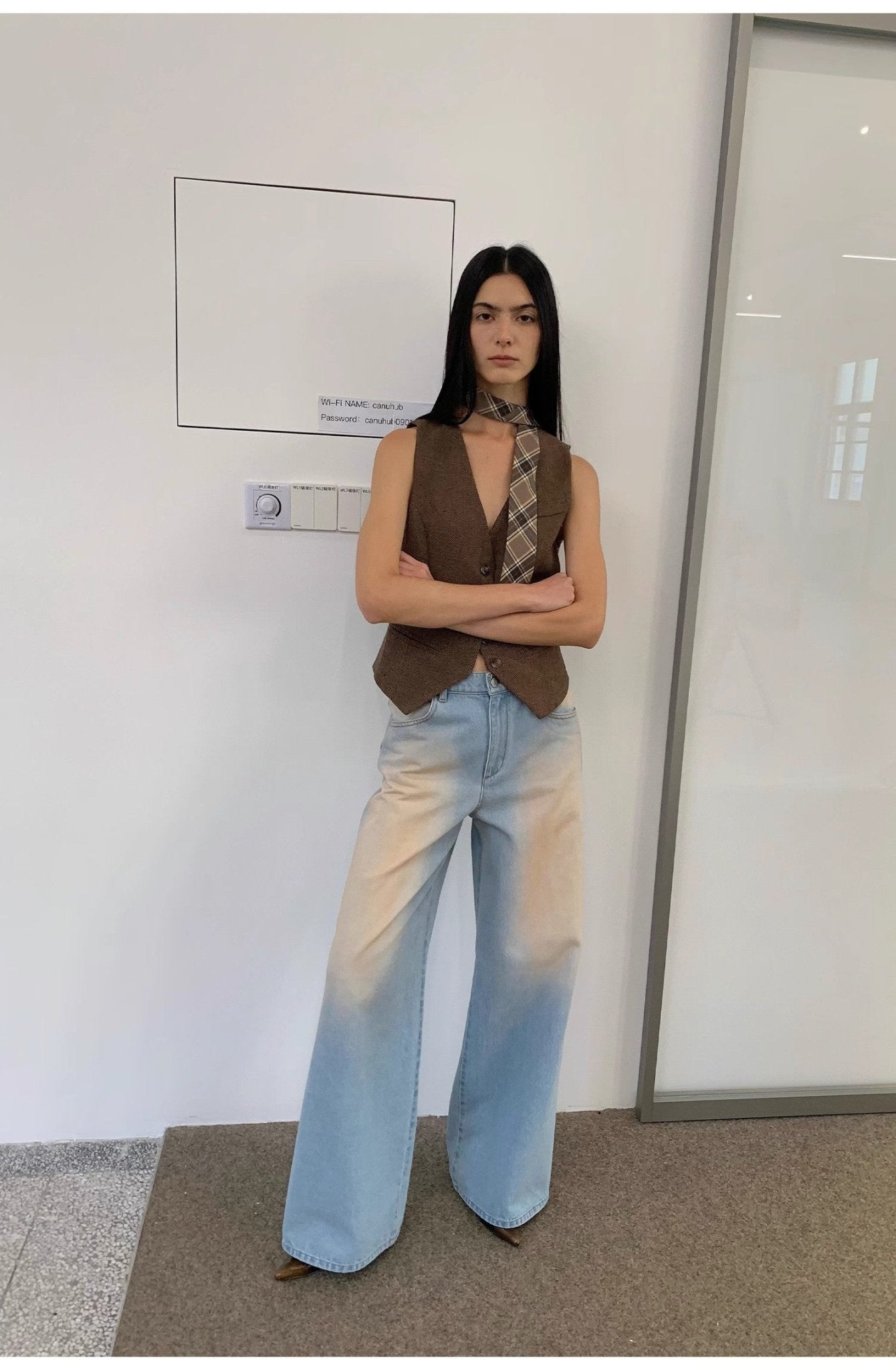 "Wantful Fantasy" Heavy Industry Washed Spray Colored Wide Leg Jeans Women's Low Waist Straight Leg Bootleg Pants - variant_title
