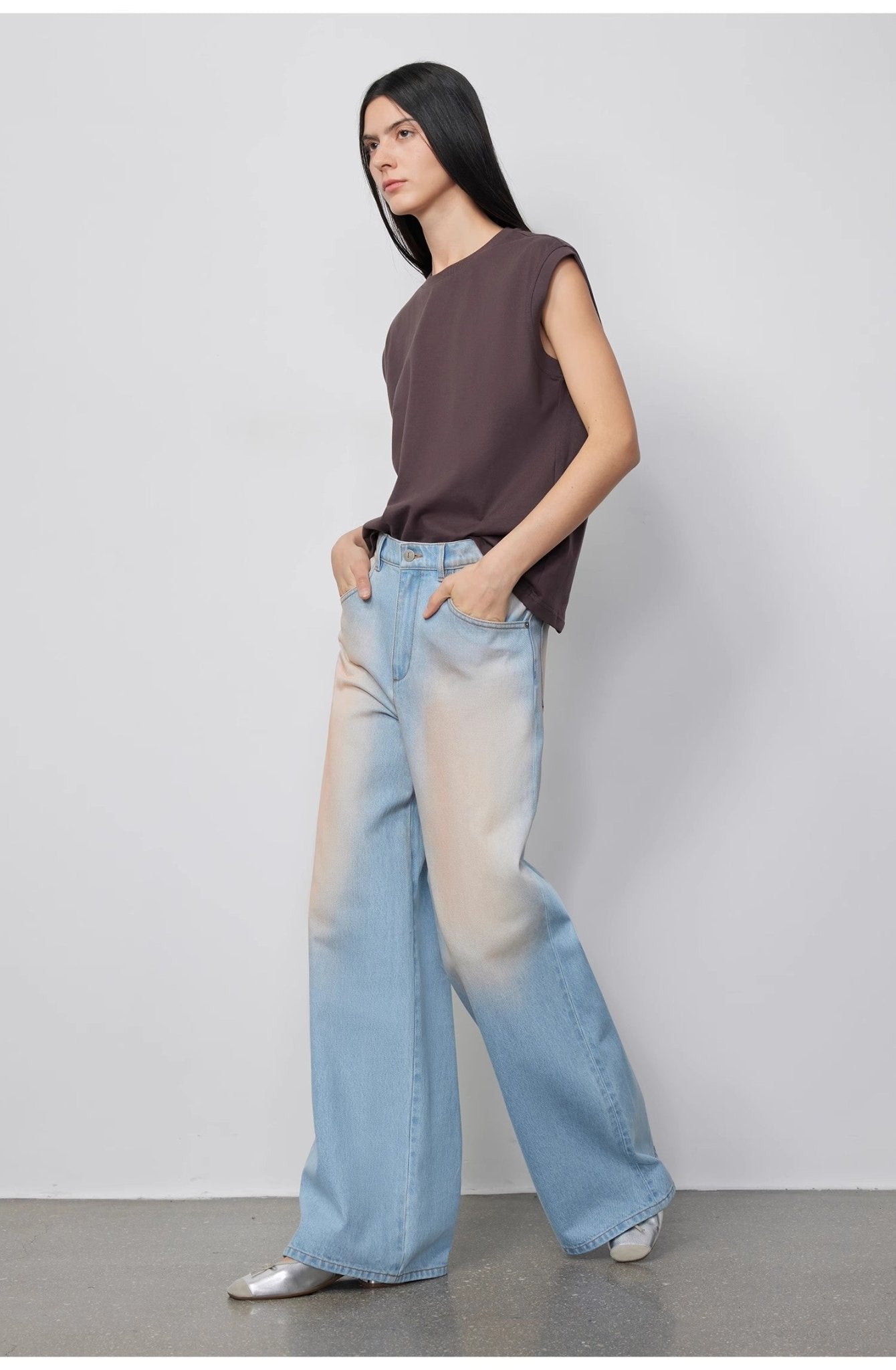 "Wantful Fantasy" Heavy Industry Washed Spray Colored Wide Leg Jeans Women's Low Waist Straight Leg Bootleg Pants - variant_title