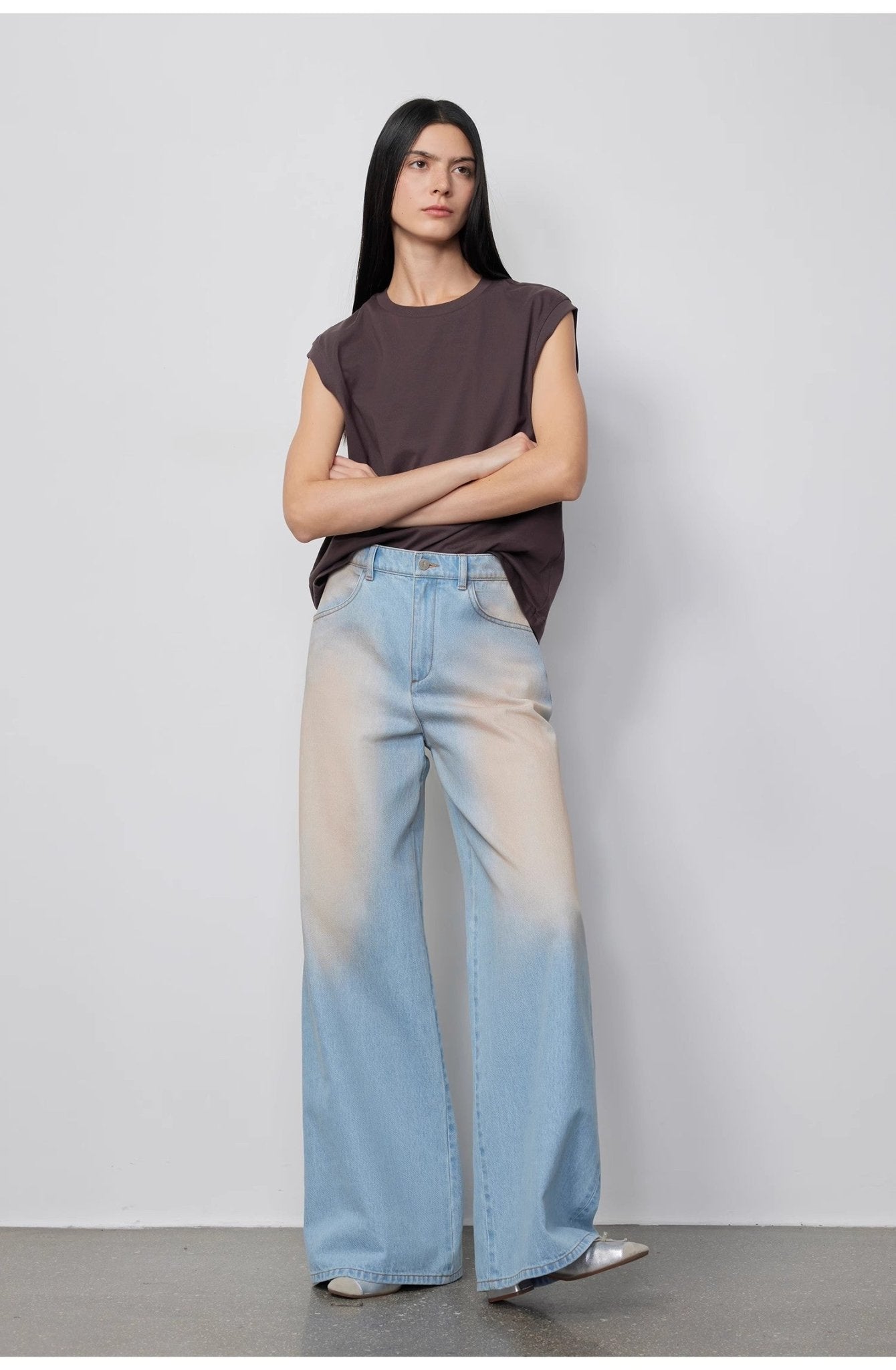 "Wantful Fantasy" Heavy Industry Washed Spray Colored Wide Leg Jeans Women's Low Waist Straight Leg Bootleg Pants - variant_title