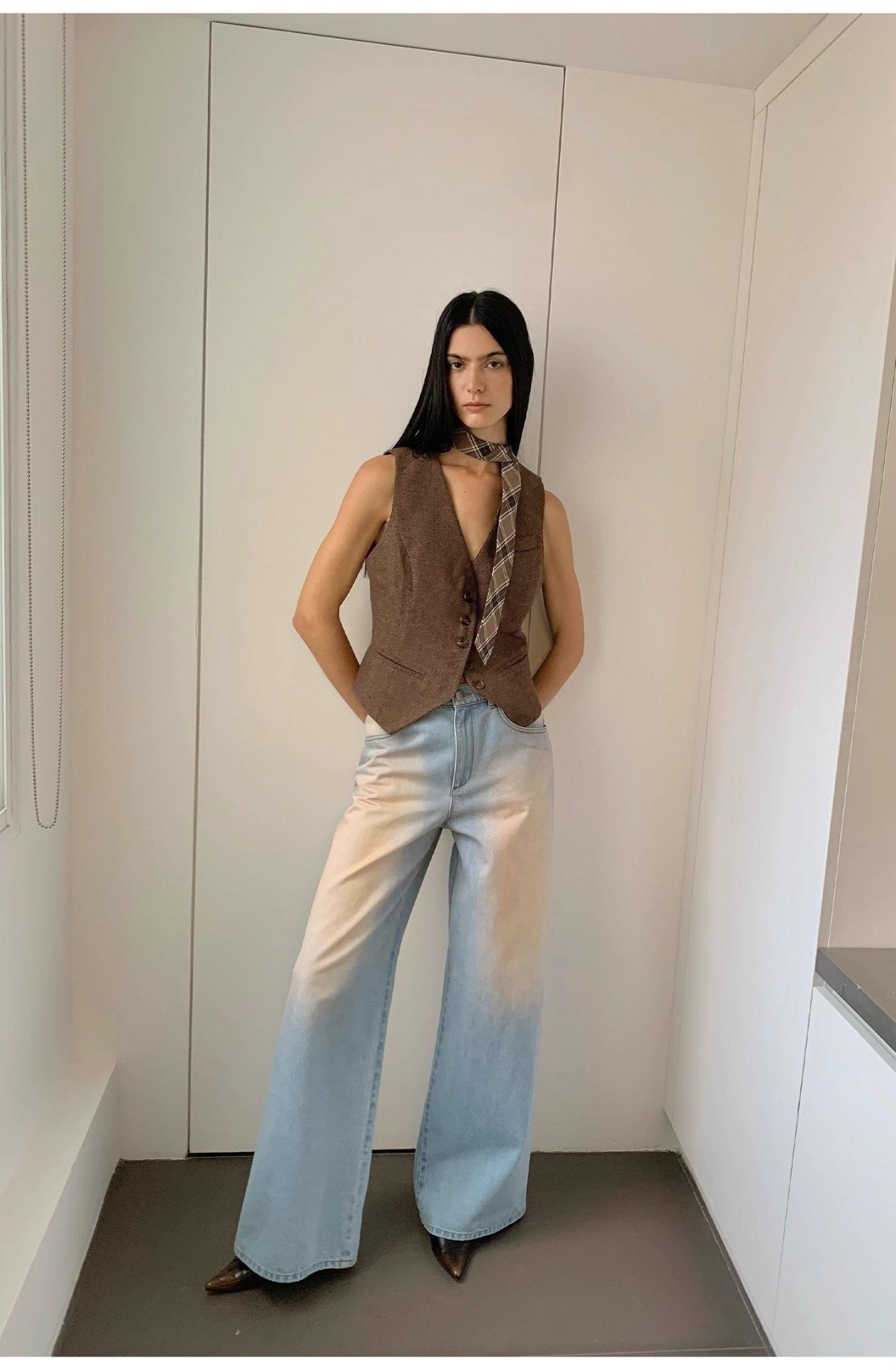"Wantful Fantasy" Heavy Industry Washed Spray Colored Wide Leg Jeans Women's Low Waist Straight Leg Bootleg Pants - variant_title