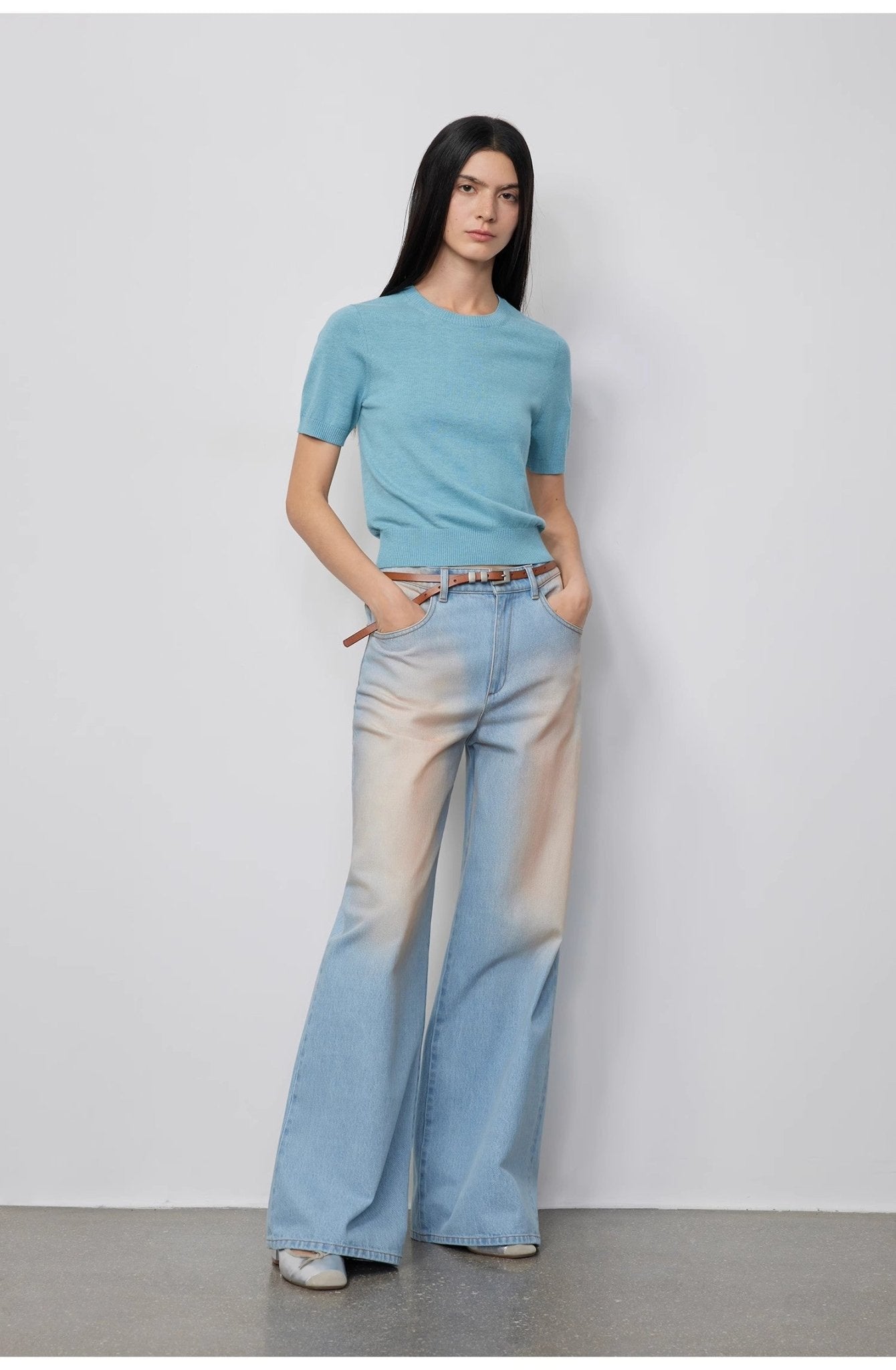 "Wantful Fantasy" Heavy Industry Washed Spray Colored Wide Leg Jeans Women's Low Waist Straight Leg Bootleg Pants - variant_title