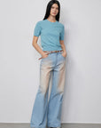 "Wantful Fantasy" Heavy Industry Washed Spray Colored Wide Leg Jeans Women's Low Waist Straight Leg Bootleg Pants - variant_title