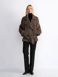 Warm Cocoon Italian herringbone wool short coat product image 03