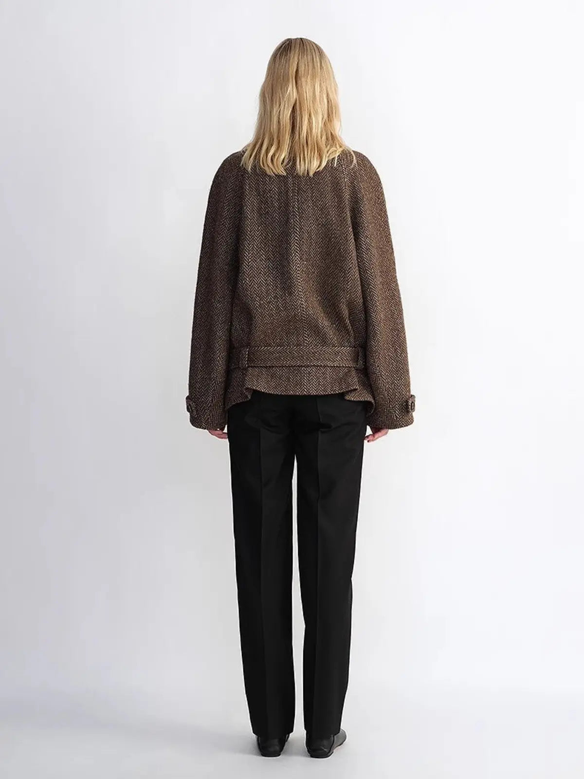 Warm Cocoon Italian herringbone wool short coat product image 05