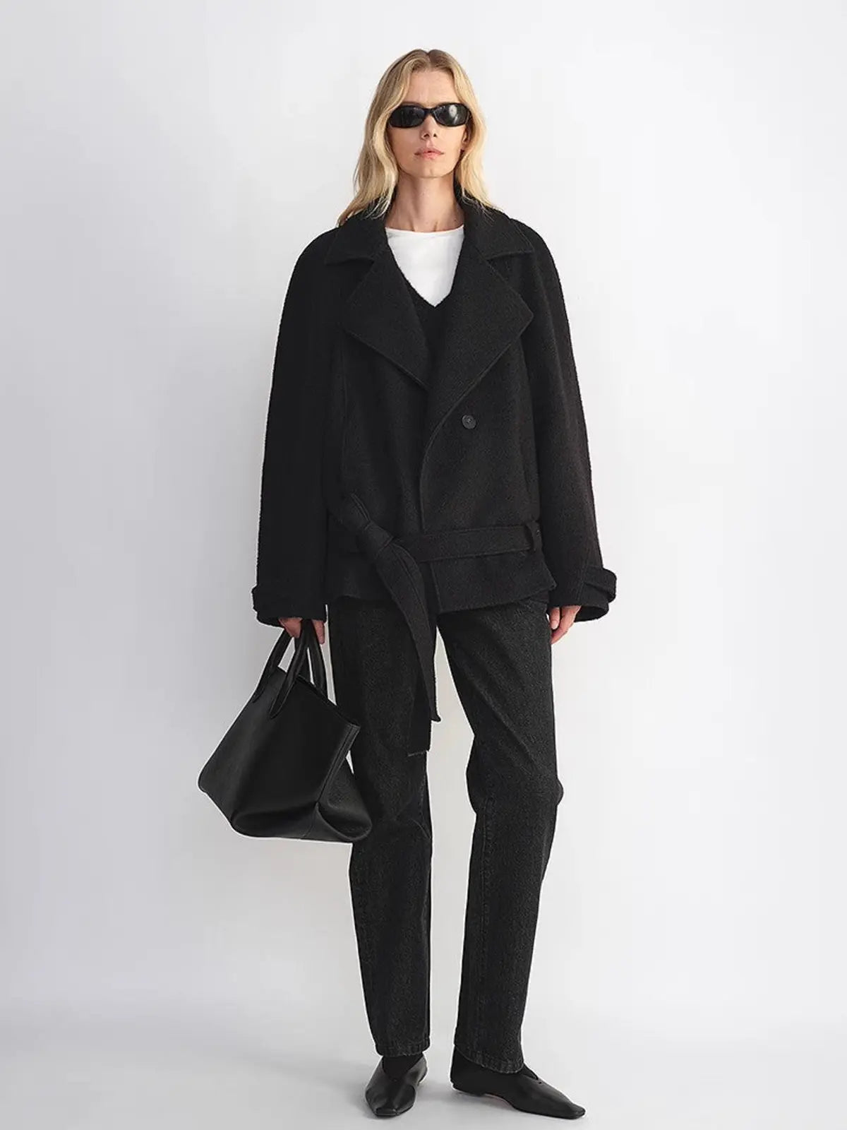 Warm Cocoon Italian herringbone wool short coat product image 08