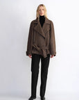 "Warm Cocoon" Italian Herringbone Wool Classic Lapel Micro - coon Short Wool Coat for Women - variant_title