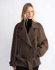"Warm Cocoon" Italian Herringbone Wool Classic Lapel Micro - coon Short Wool Coat for Women - variant_title
