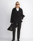 "Warm Cocoon" Italian Herringbone Wool Classic Lapel Micro - coon Short Wool Coat for Women - variant_title