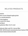 "Warm Cocoon" Italian Herringbone Wool Classic Lapel Micro - coon Short Wool Coat for Women - variant_title