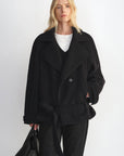 "Warm Cocoon" Italian Herringbone Wool Classic Lapel Micro - coon Short Wool Coat for Women - variant_title