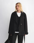 "Warm Cocoon" Italian Herringbone Wool Classic Lapel Micro - coon Short Wool Coat for Women - variant_title