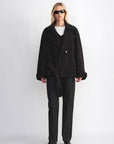 "Warm Cocoon" Italian Herringbone Wool Classic Lapel Micro - coon Short Wool Coat for Women - variant_title