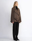 "Warm Cocoon" Italian Herringbone Wool Classic Lapel Micro - coon Short Wool Coat for Women - variant_title