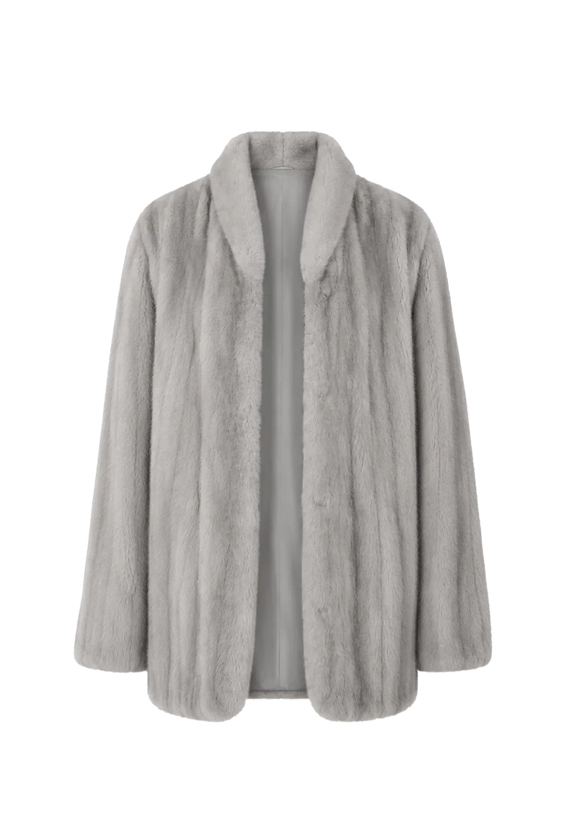 Warm Coffee Silverblue long mink jacket, transparent product view