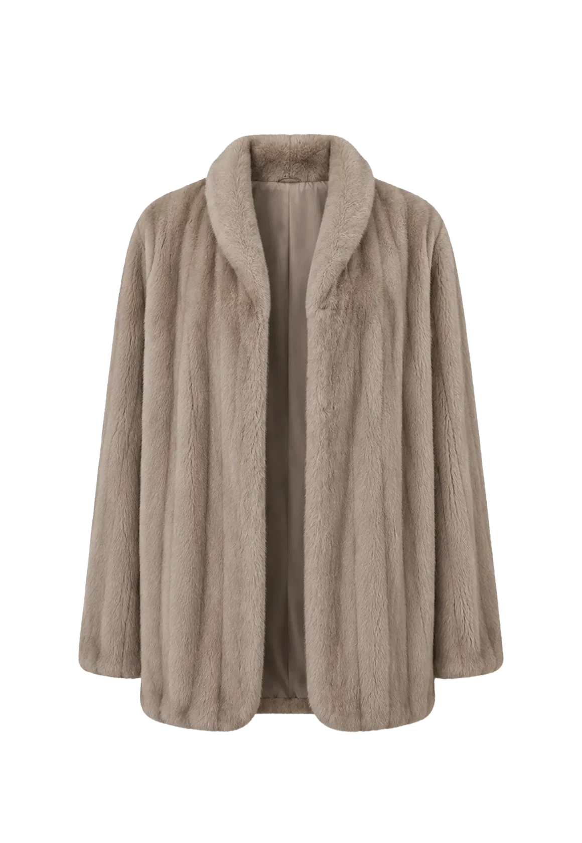 Warm Coffee Sapphire long mink jacket, transparent product view