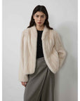 Warm coffee mink retro imported stand collar short mink fur coat - variant_title
