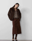 Warm coffee mink retro imported stand collar short mink fur coat - variant_title