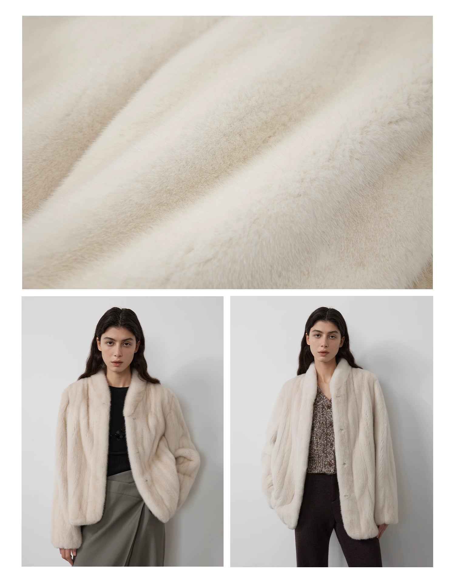 Warm coffee mink retro imported stand collar short mink fur coat - variant_title