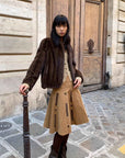 Warm coffee mink retro imported stand collar short mink fur coat - variant_title