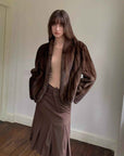 Warm coffee mink retro imported stand collar short mink fur coat - variant_title