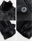 Firelady Fur Women's Turkish Lambskin Funnel Neck Leather Jacket - Weekend Street Style Short Trench Coat