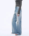 "West City Rhythm" Handmade Whisker Washed Flared Jeans Spring - variant_title