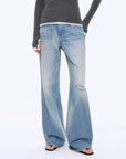 "West City Rhythm" Handmade Whisker Washed Flared Jeans Spring - variant_title
