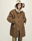 Fireladyfur Wild Heartbeat autumn birch coffee parka side view