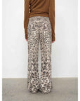 “Wild roar”vintage original leopard print Turkish imported washed slimming straight - leg bootcut jeans - variant_title