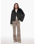 “Wild roar”vintage original leopard print Turkish imported washed slimming straight - leg bootcut jeans - variant_title