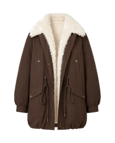 Coffee Letrans Wilderness Poem women's goose down parka with detachable white wool collar product cutout