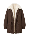 Coffee Letrans Wilderness Poem women's goose down parka with detachable white wool collar product cutout