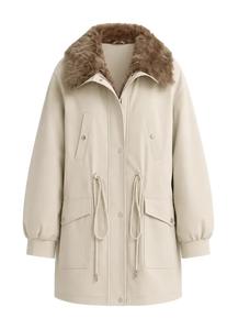 Letrans Wilderness Poem off-white women's 90% goose down parka with detachable wool collar front product image