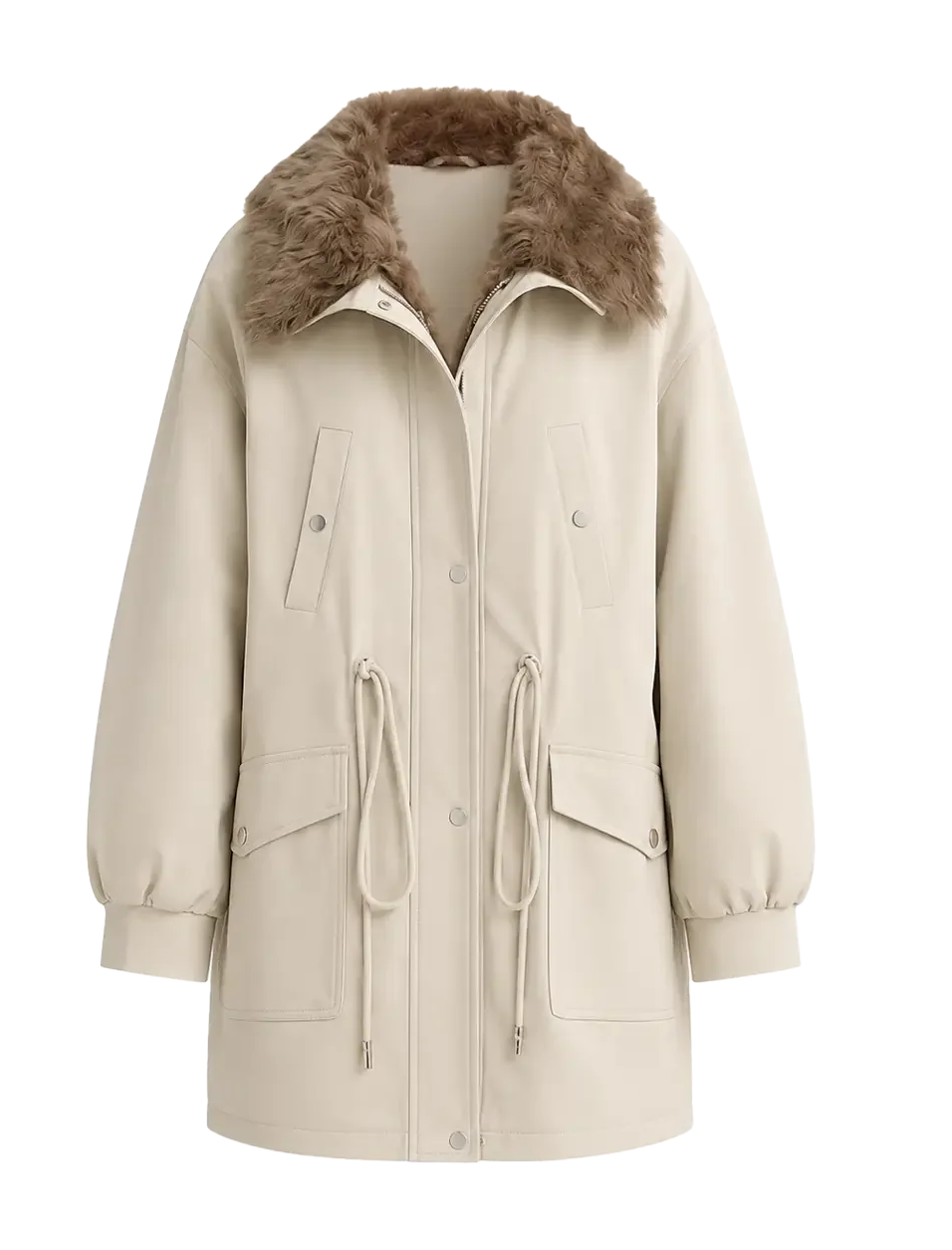 Letrans Wilderness Poem off-white women's 90% goose down parka with detachable wool collar front product image