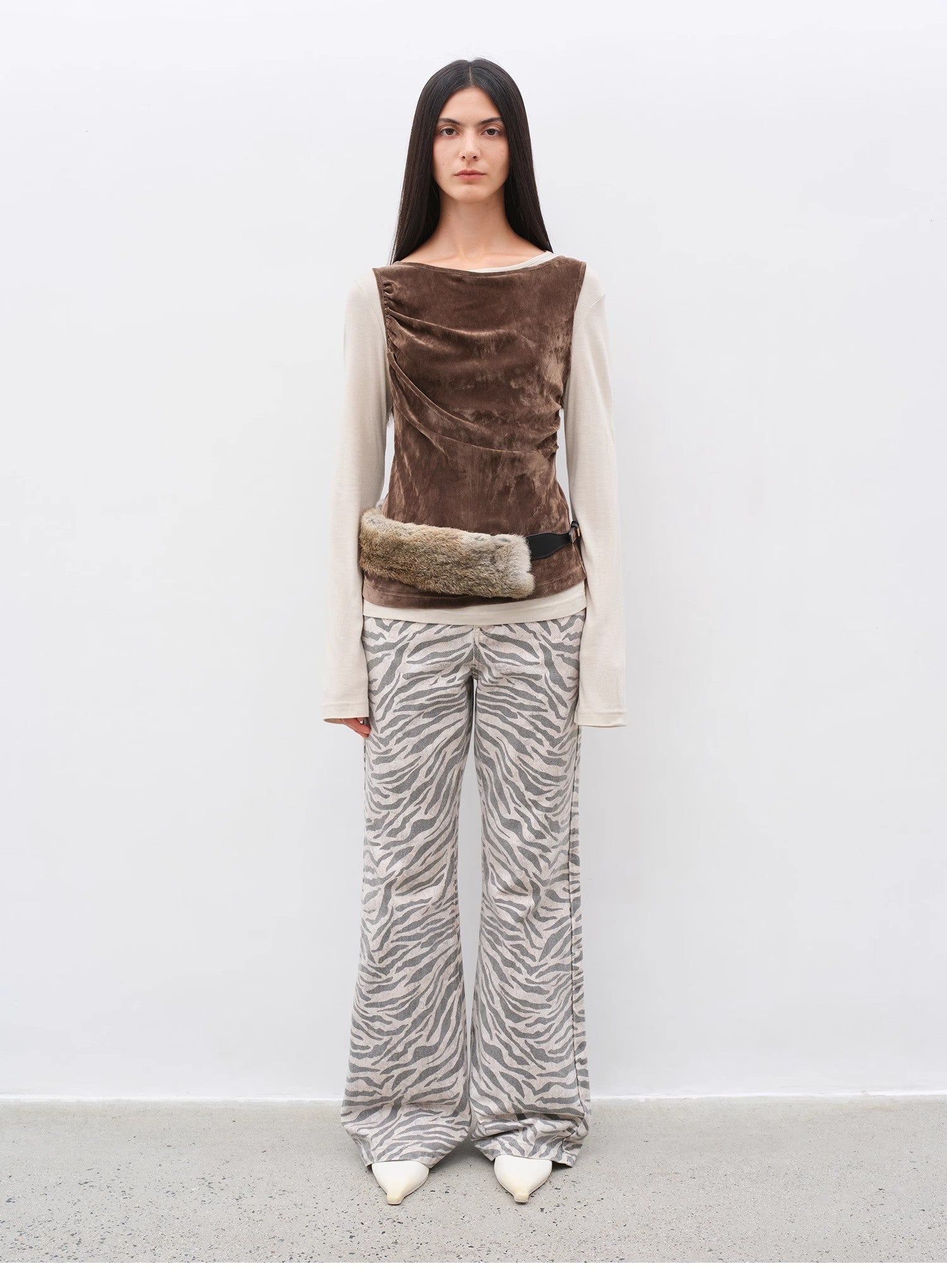 "Wilful Zebra" custom zebra print yeast stone washed low waist flared jeans for women - variant_title