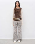 "Wilful Zebra" custom zebra print yeast stone washed low waist flared jeans for women - variant_title