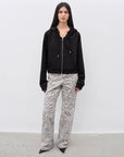 "Wilful Zebra" custom zebra print yeast stone washed low waist flared jeans for women - variant_title