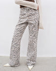 "Wilful Zebra" custom zebra print yeast stone washed low waist flared jeans for women - variant_title