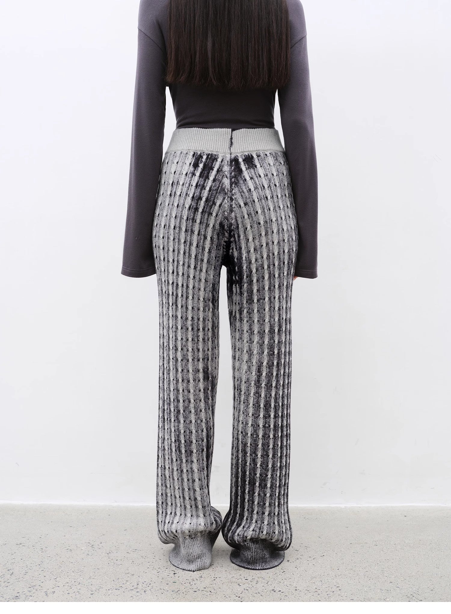 "Winter Date" fashionable slim silhouette permeation printing and dyeing process loose knitted straight pants - variant_title