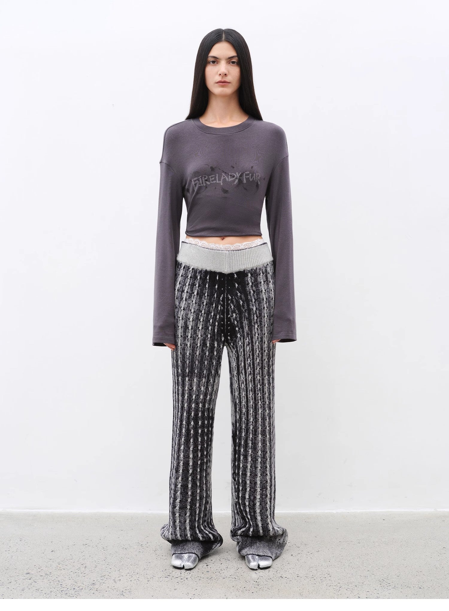 "Winter Date" fashionable slim silhouette permeation printing and dyeing process loose knitted straight pants - variant_title