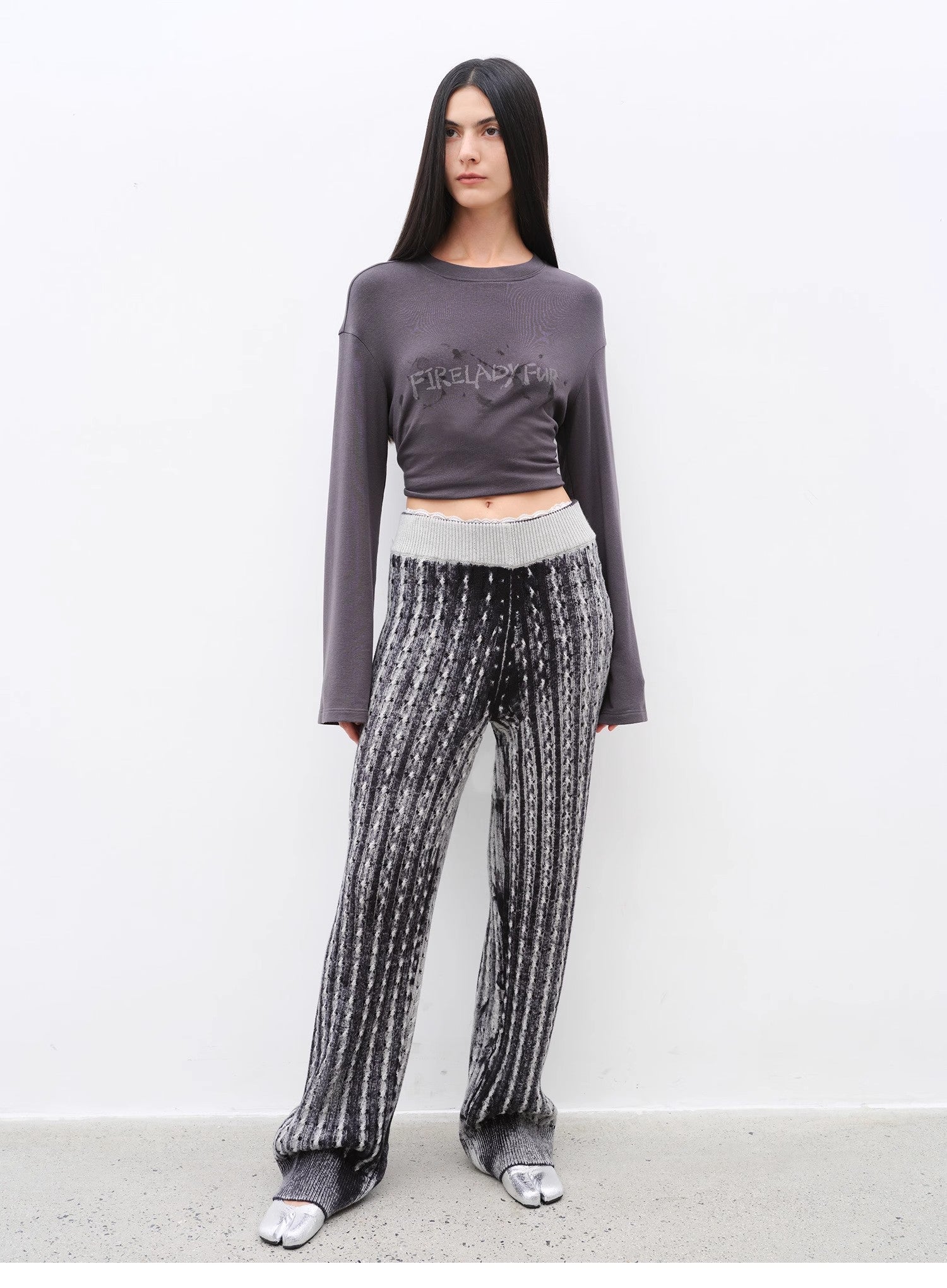 "Winter Date" fashionable slim silhouette permeation printing and dyeing process loose knitted straight pants - variant_title