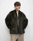 Winter Love Island ink gray Toscana shearling coat front model view