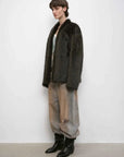 Winter Love Island ink gray Toscana shearling coat side model view