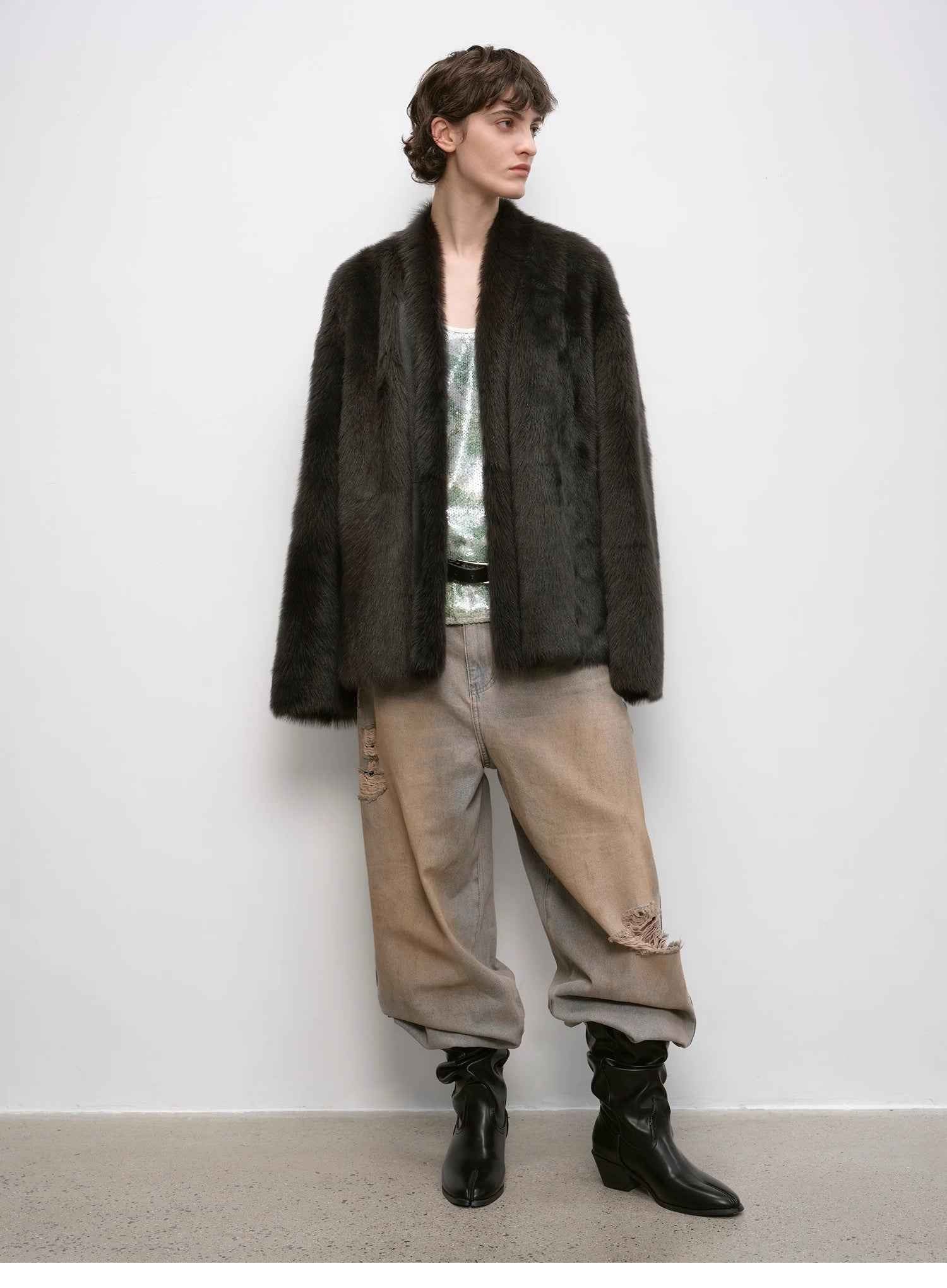 "Winter Love Island"Tuscan fur one - piece coat women's long hanging collar straight fur coat - variant_title