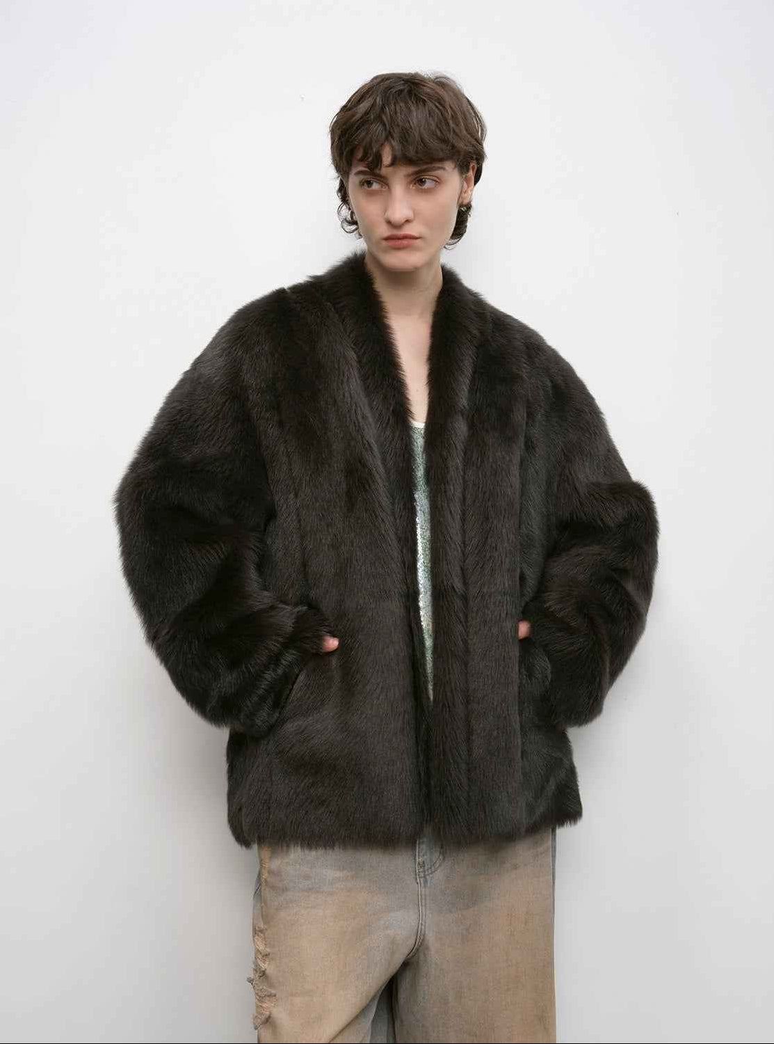"Winter Love Island"Tuscan fur one - piece coat women's long hanging collar straight fur coat - variant_title
