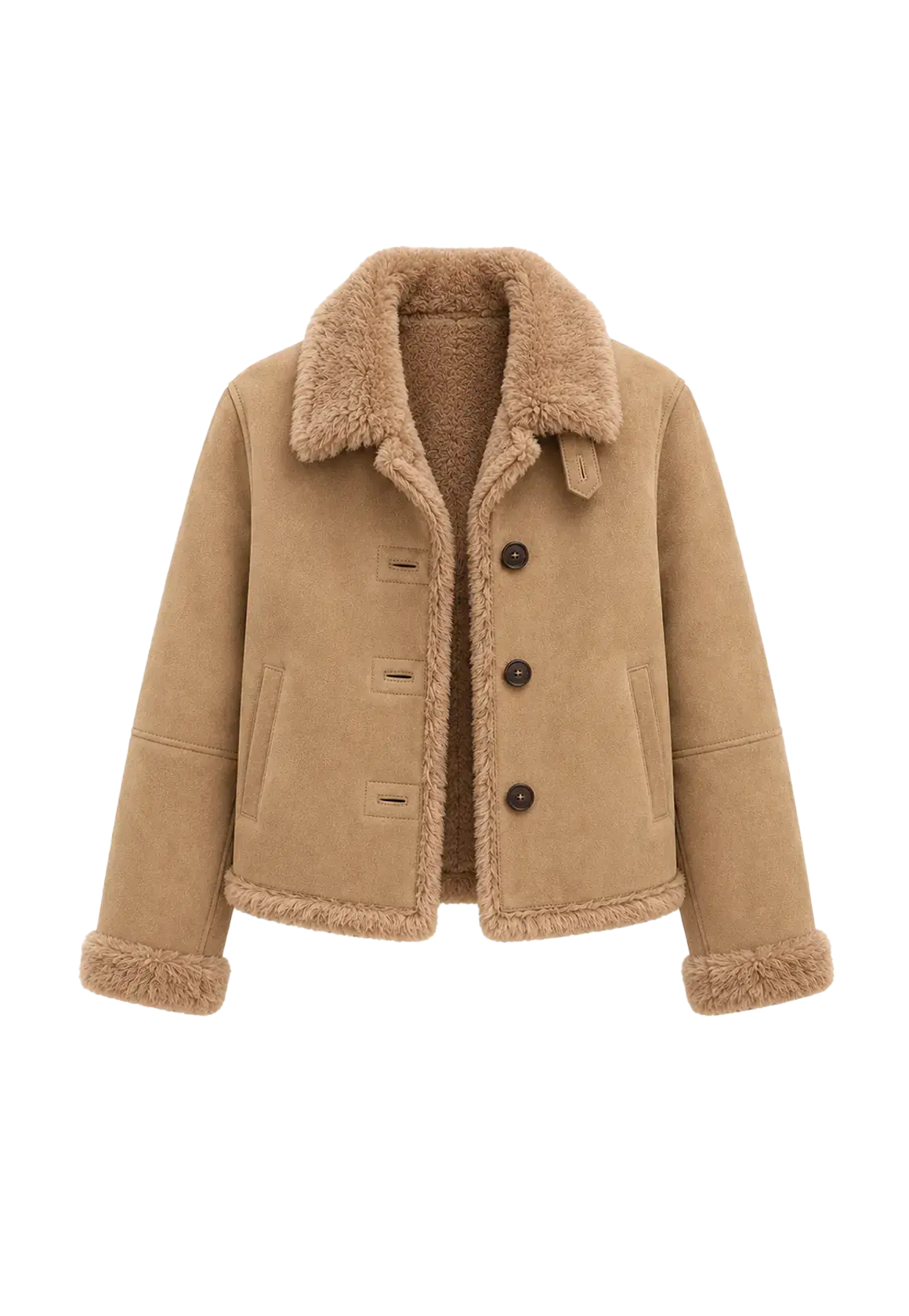 Winter Mochi chestnut milk coffee Toscana shearling coat product cutout
