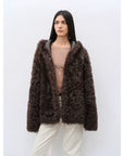 "Winter Snow" lazy silhouette hooded Toscana curly Shearing Coat winter